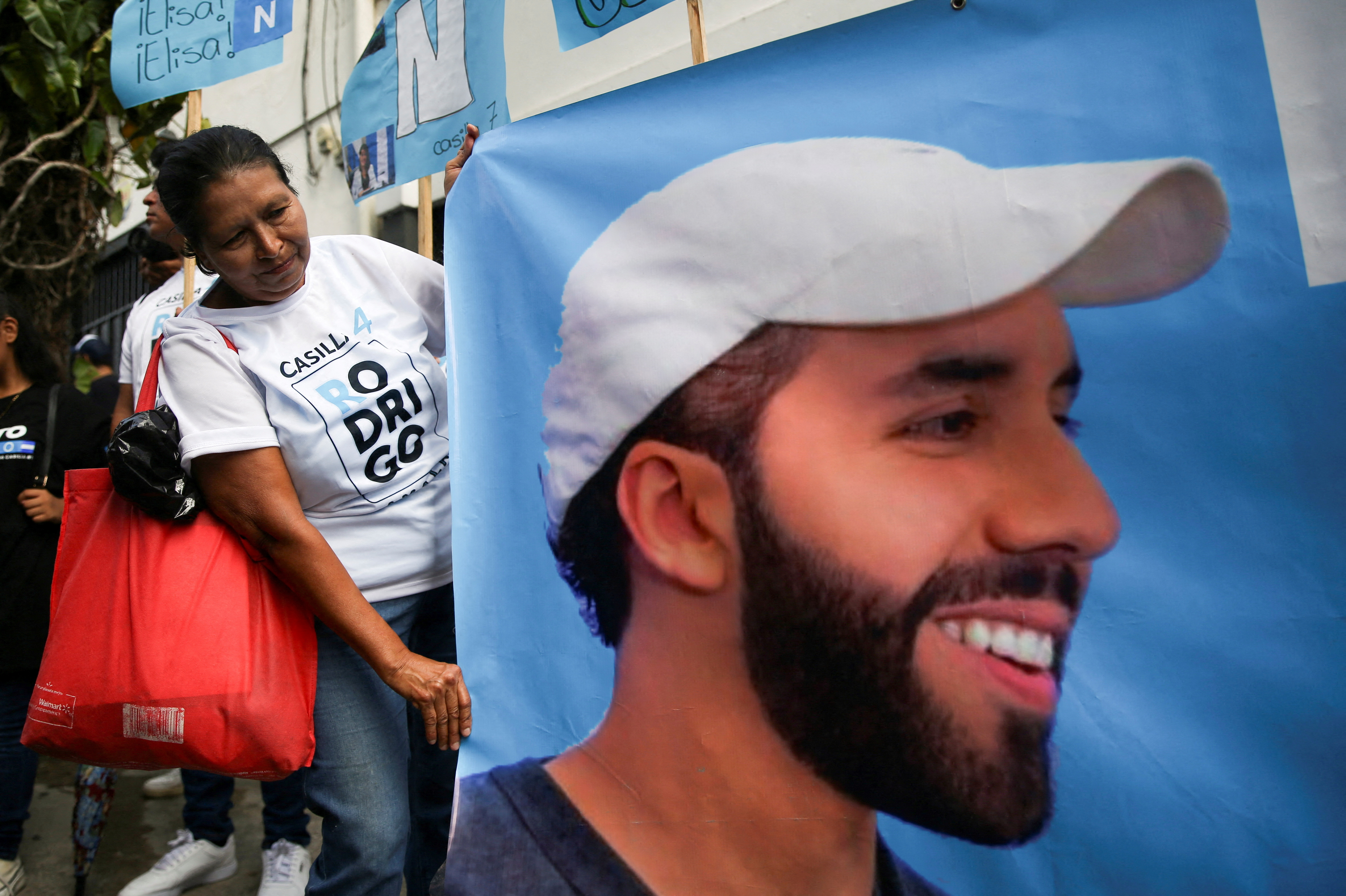 Photo of Nayib Bukele's Face On A Flag 