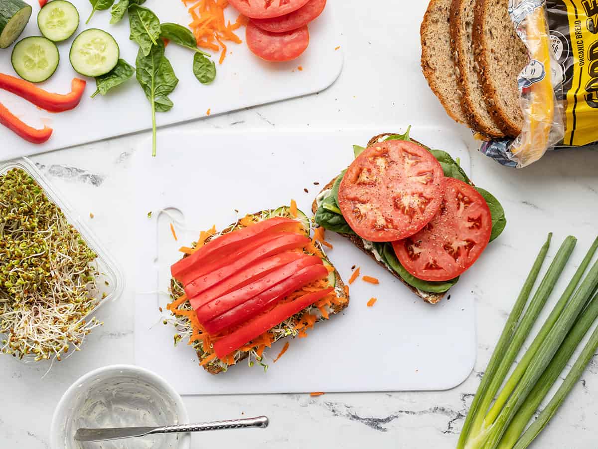 Putting Veggies On Bread